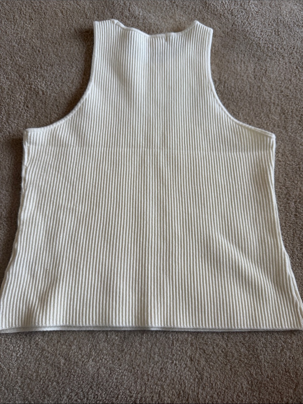 Marled Ribbed High-Neck Tank - Cream - Picture 4 of 4